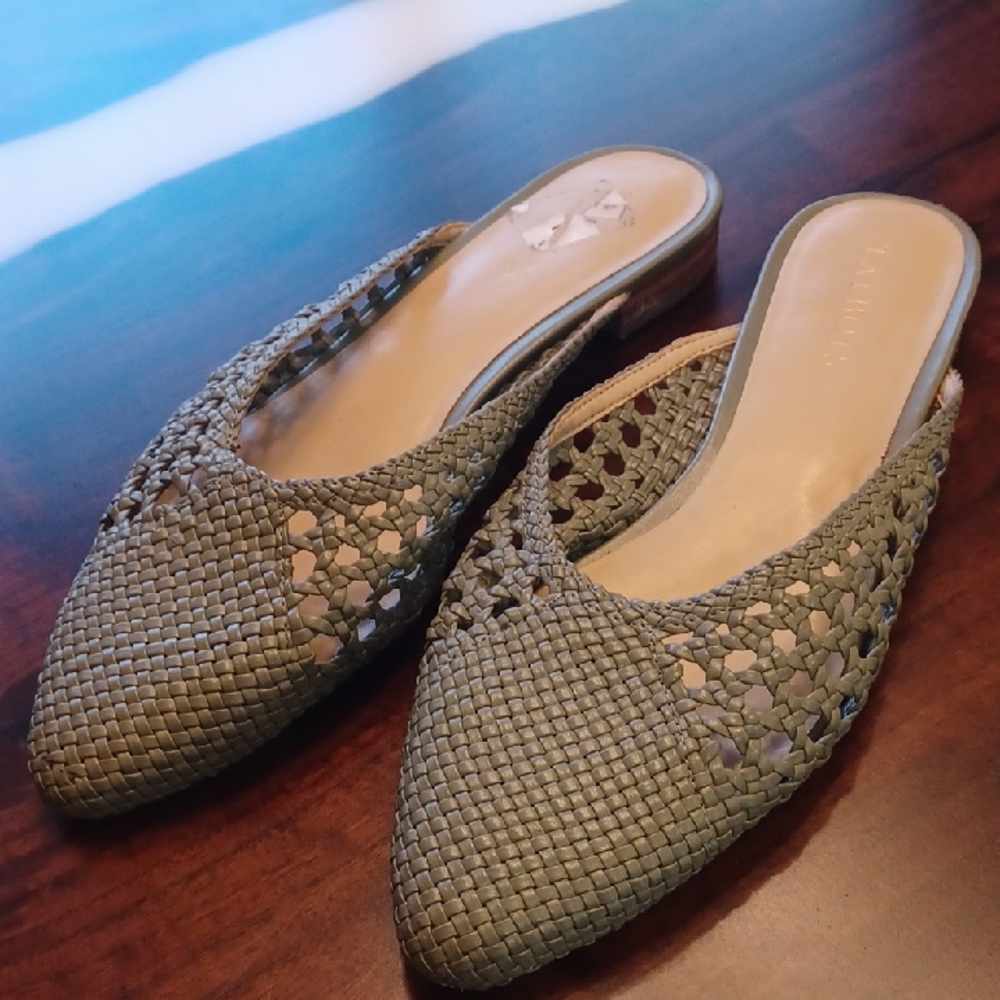 Talbots Green Woven Mules
